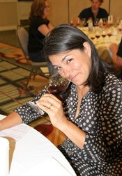 One of the reds brings a smile to the face of Tami Wong, CS, of the 3rd Corner Wine Bistros in Southern California.