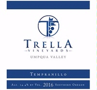 Trella Vineyards, Umpqua Valley (Oregon) Tempranillo 2016