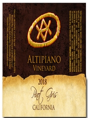 Altipiano Vineyards, California (United States) Pinot Gris 2018