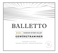 Balletto Vineyards, Russian River Valley (Sonoma County, California) Gewürztraminer 2021