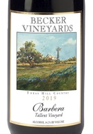 Becker Vineyards, Texas Hill Country (Texas) Barbera 2019