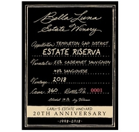 Bella Luna Estate Winery, Paso Robles, Templeton Gap District (Central Coast, California)  2018