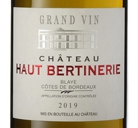 Château Haut Bertinerie, Blaye Cotes du Bordeaux (France) Sauvignon Blanc 2019