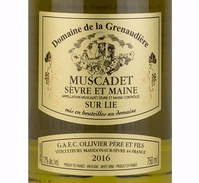 Domaine de la Grenaudière, Muscadet Sèvre et Maine Sur Lie (Loire Valley, France)  2016