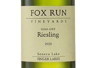 Fox Run Vineyards, Seneca Lake (Finger Lakes, New York) Semi-Dry Riesling 2020