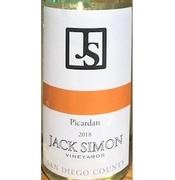 Jack Simon Vineyards, San Diego County (California) Picardan 2018