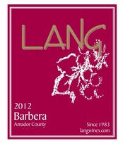 Lang Wines, Amador County (California) Barbera 2012