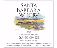 Santa Barbara Winery, Santa Ynez Valley (Santa Barbara County, California) Sangiovese 2015