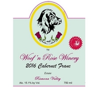 Woof’n Rose Winery, Ramona Valley (San Diego County, California) Cabernet Franc 2016