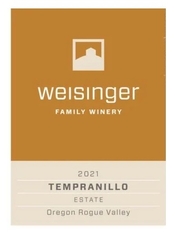 Weisinger Family Winery, Rogue Valley (Oregon) Tempranillo 2021