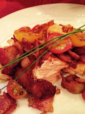 WINE WITH…Salmon with Bacon and Tomato Salsa