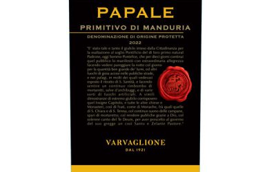 Varvaglione, Manduria DOP (Puglia, Italy) Primitivo “Papale” 2022 ($30, WINESU)